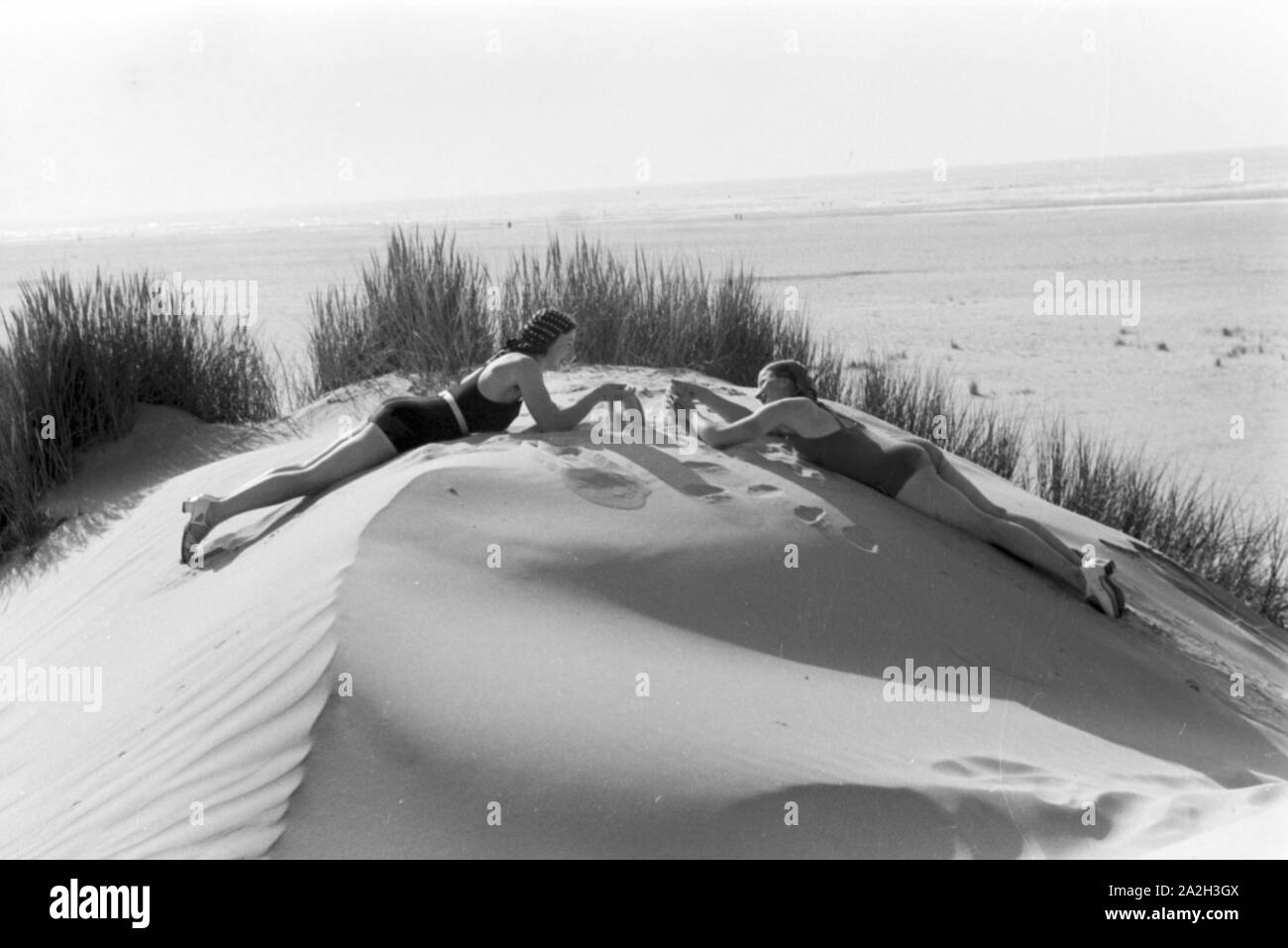 Sommerferien auf der Nordseeinsel Juist, Deutsches Reich 30er Jahre. Sommer Urlaub auf der Nordsee Insel Juist, Deutschland 1930. Stockfoto