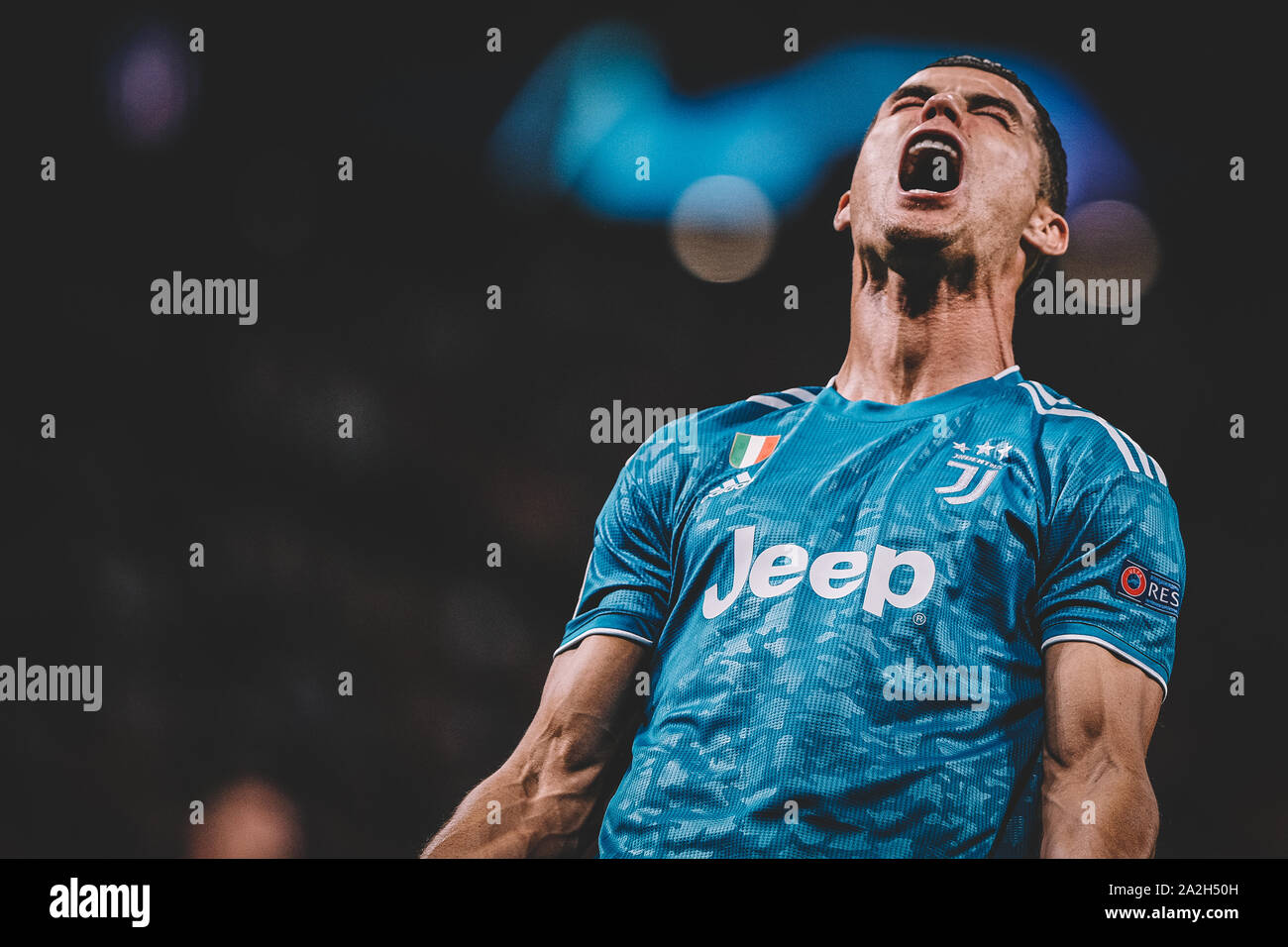 Cristiano Ronaldo frohlockend Während eines Juventus Football Match Stockfoto