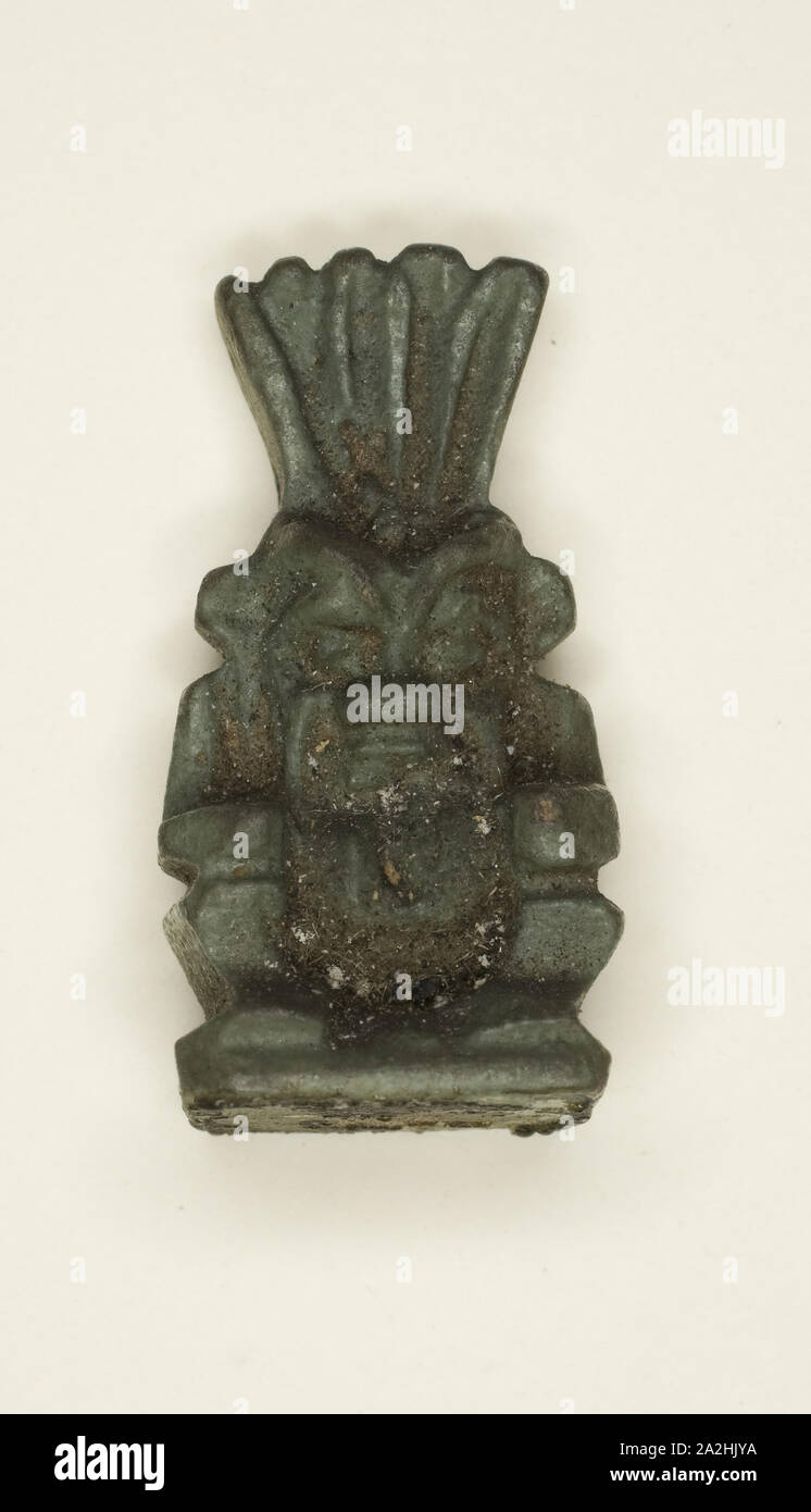 Amulett des Gottes Bes, 3. Zwischenzeit, Dynastie 21 - 25 (1070 - 656 v. Chr.), Ägypten, Ägypten, Fayence, 2,5 × 1,3 × 1 cm (1 × 1/2 × 3/8 Zoll Stockfoto