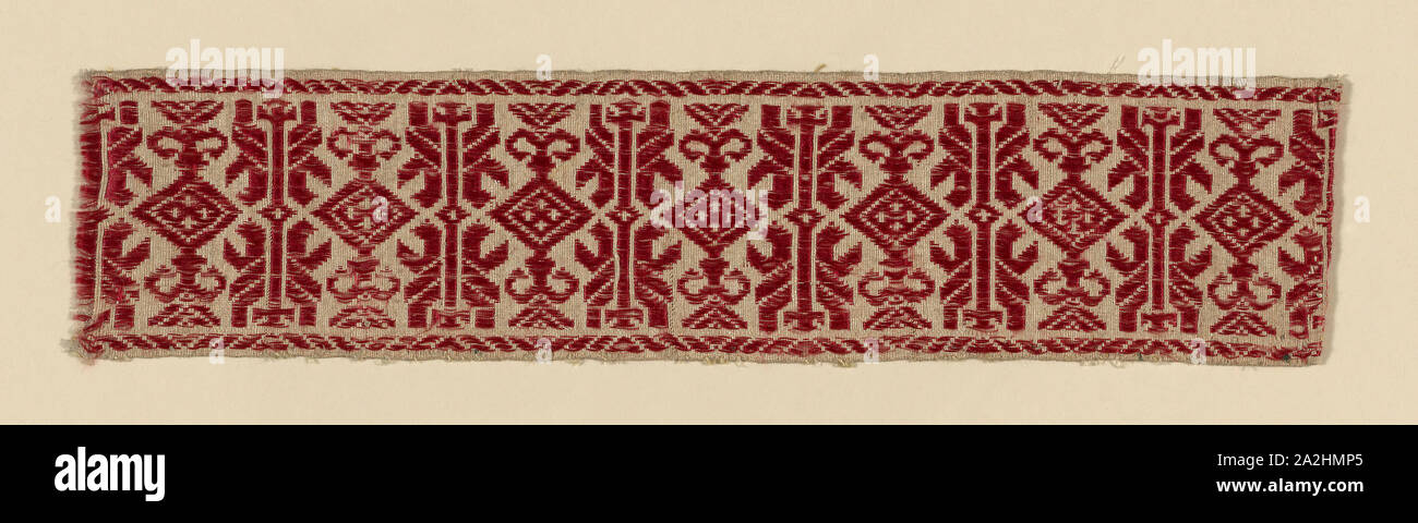 Band, 16. Jahrhundert, Italien, , bestickt mit Seide, 6,7 x 28,6 cm (2 5/8 x 11 1/4 in Stockfoto