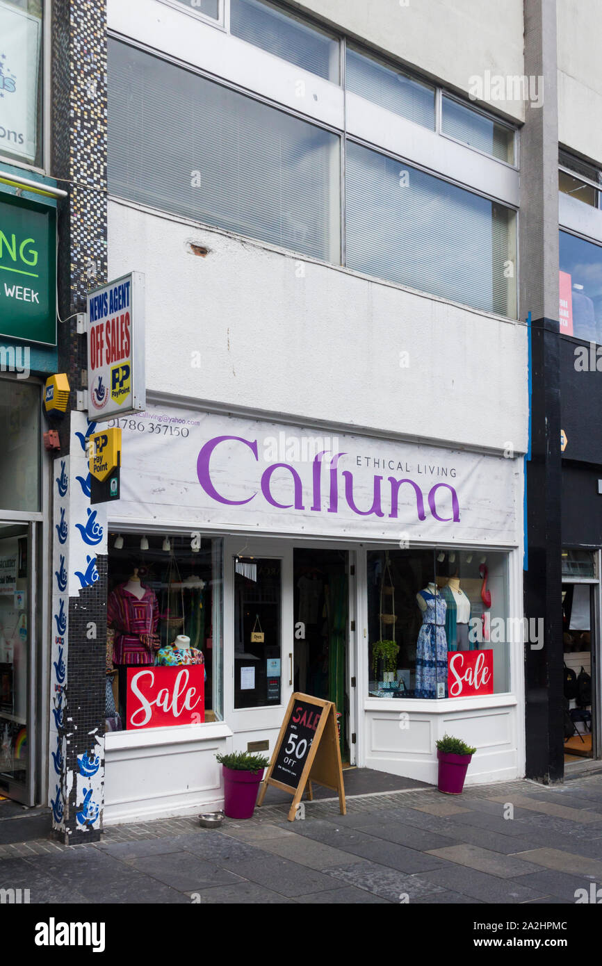 Calluna ethischen Lebensweise auf Murray, Stirling, Schottland. Ein unabhängiges Familienunternehmen in Fairtrade Mode Bekleidung und Zubehör spezialisiert hat. Stockfoto