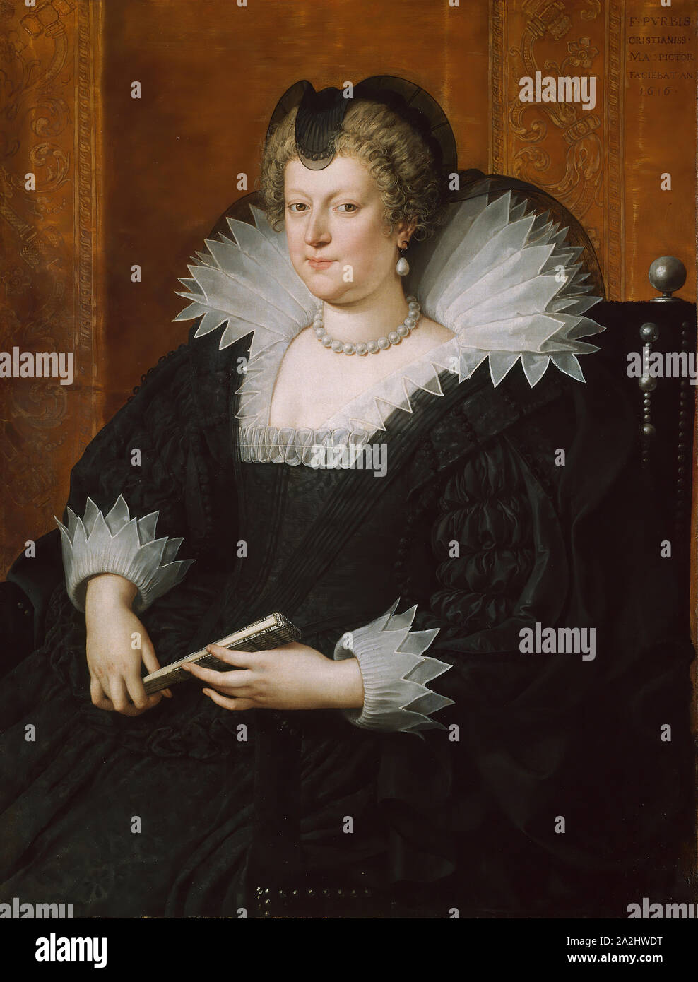 Marie de Médicis, 1616, Frans Pourbus, der Jüngere, Flämisch, 1569-1622, Flandern, Öl auf Leinwand, 39 cm × 30 cm. (99,7 × 77,5 cm Stockfoto