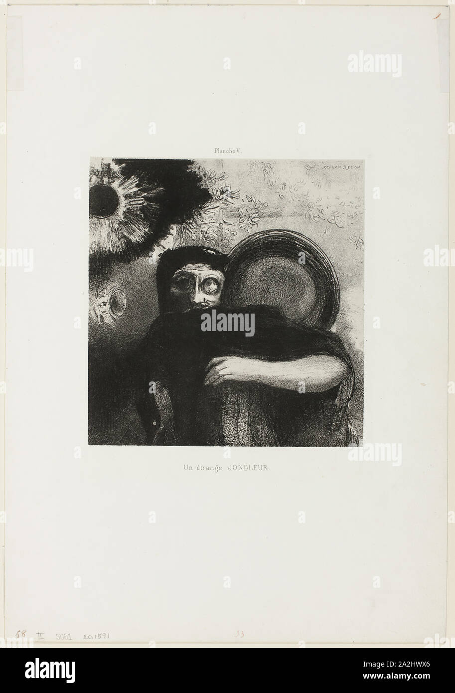 Eine seltsame Jongleur, Platte 5, 1885 Odilon Redon, Französisch, 1840-1916, Frankreich, Lithographie in Schwarz auf Creme China Papier legte sich auf Elfenbein webte Papier, 199 × 190 mm (Bild/chine), 440 × 305 mm (Blatt Stockfoto