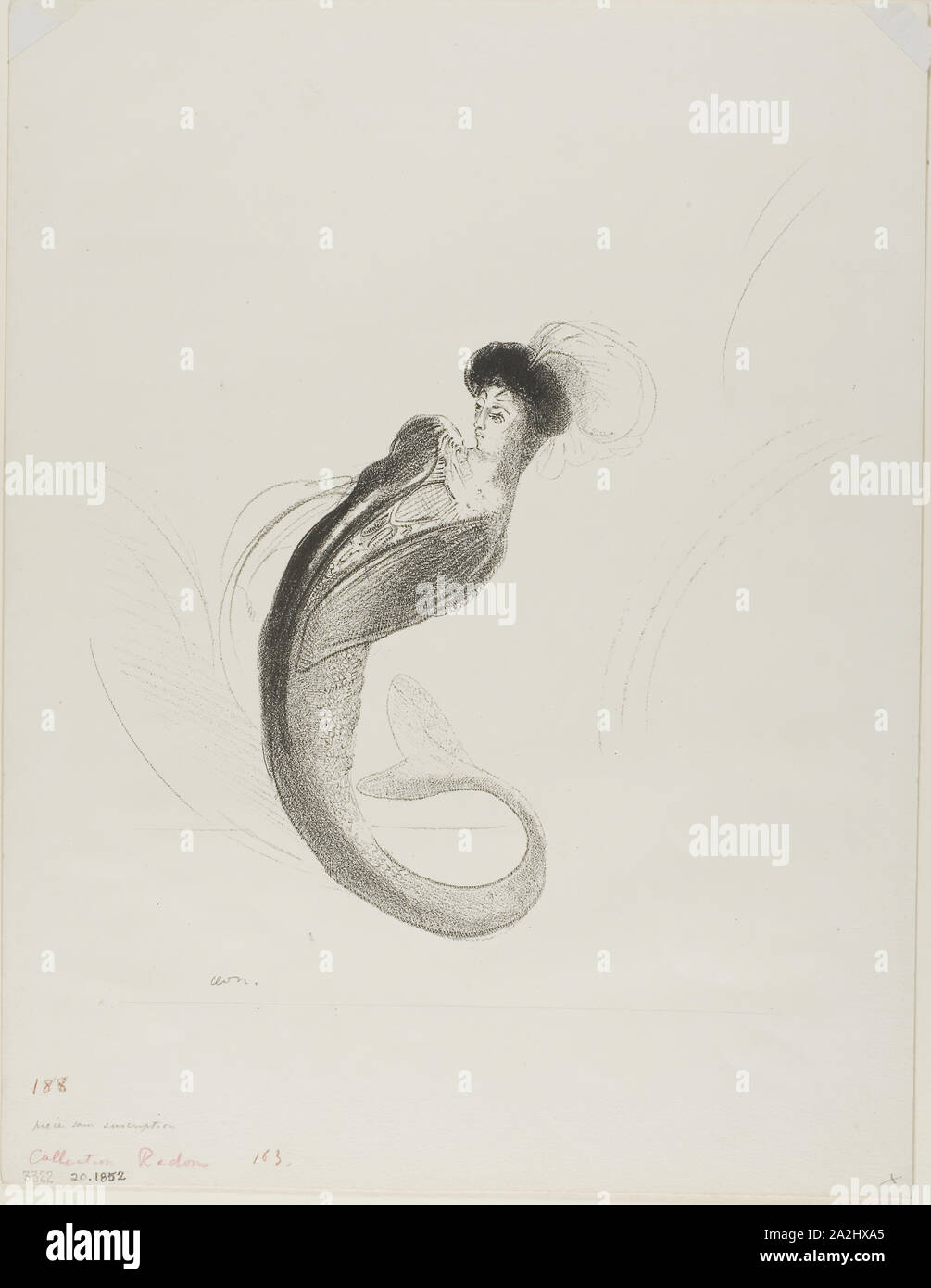 Untitled Versuch Lithographie, 1900 Odilon Redon, Französisch, 1840-1916, Frankreich, Lithographie in Schwarz auf Elfenbein webte Papier, 260 × 240 mm (Bild), 358 × 275 mm (Blatt Stockfoto