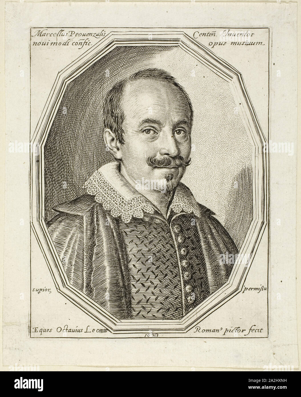 Marcellus Provenzalis, 1623, Ottavio Mario Leoni, Italienisch, 1578-1630, Italien, Gravur auf Elfenbein Papier, 144 x 112 mm (Platte), 168 x 137 mm (Blatt festgelegt Stockfoto