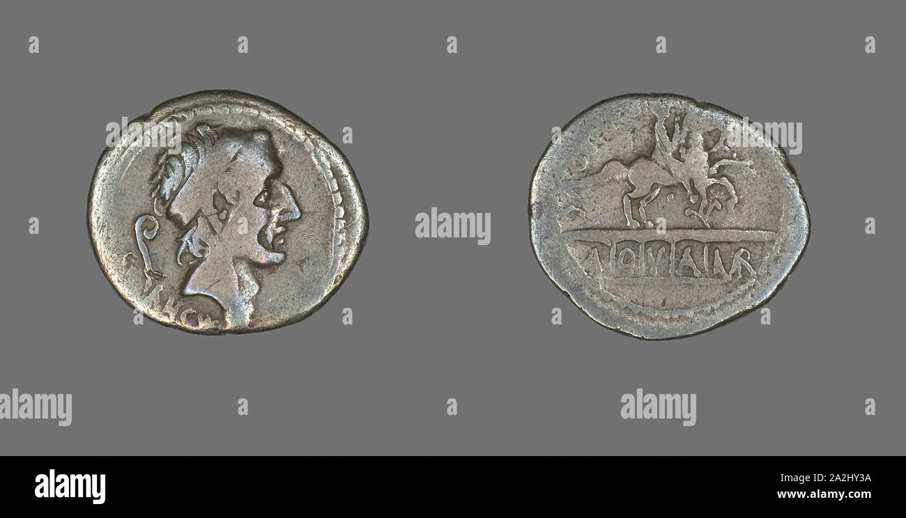 Denar (Münze), König Ancus Marcius, 56 BC, Römische, in Rom, Italien, Silber, Diam geprägt. 2 cm, 3,28 g Stockfoto