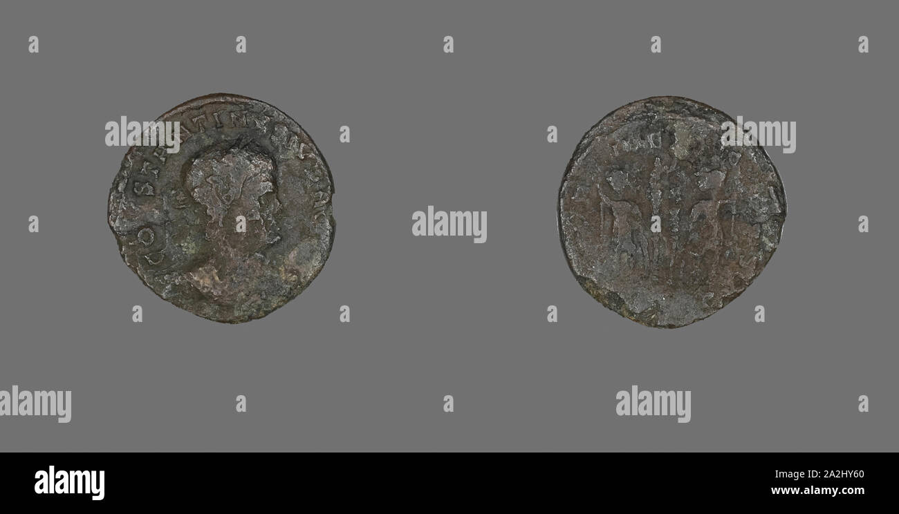 Münze, Kaiser Konstantin II Caesar, über AD 330/336, Römische, Römisches Reich, Bronze, Diam. 1,7 cm, 1,96 g Stockfoto