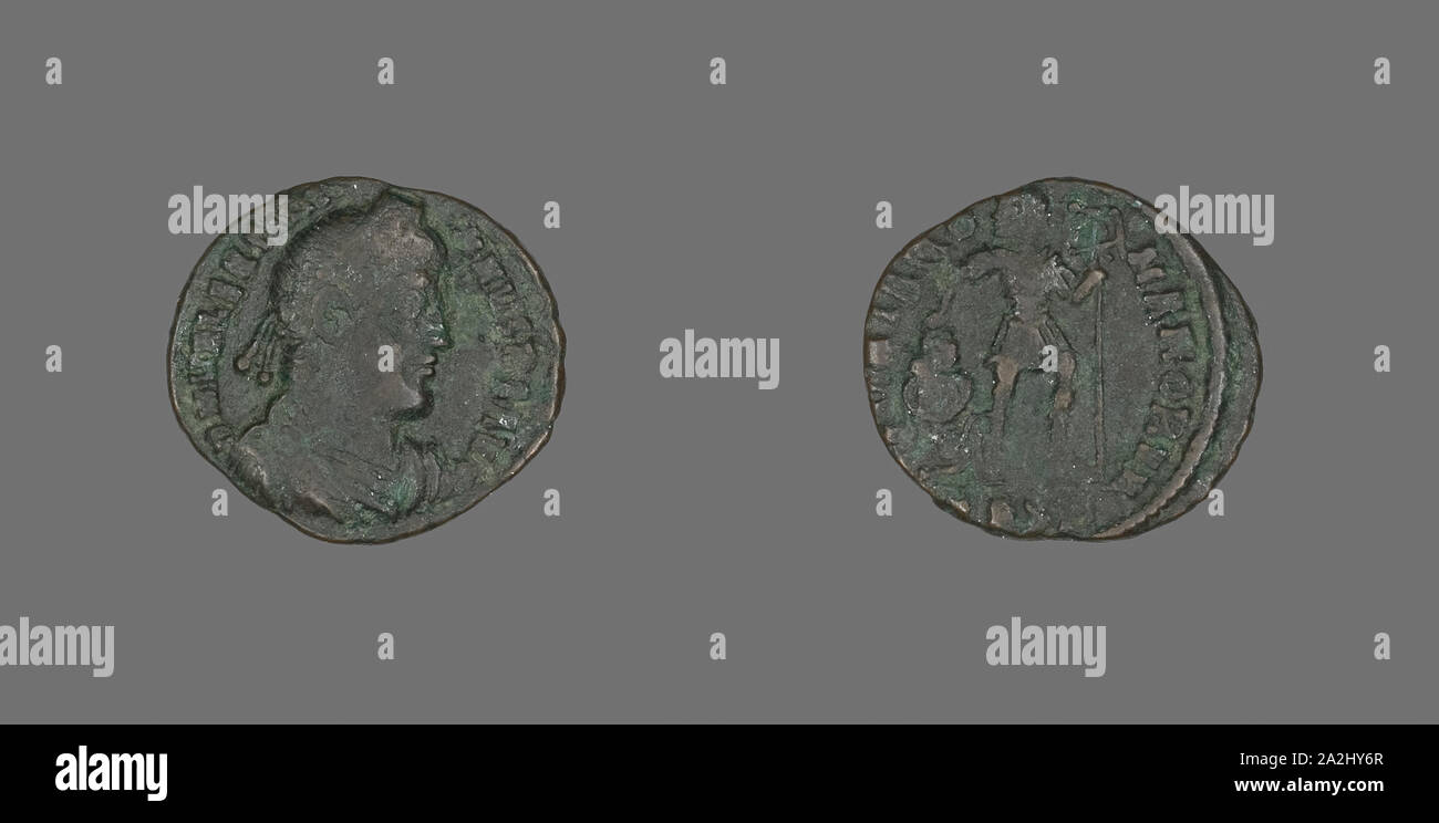 Münze, Kaiser Valentinian I., AD 364/375, Römische, Römisches Reich, Bronze, Diam. 1,8 cm, 1,84 g Stockfoto