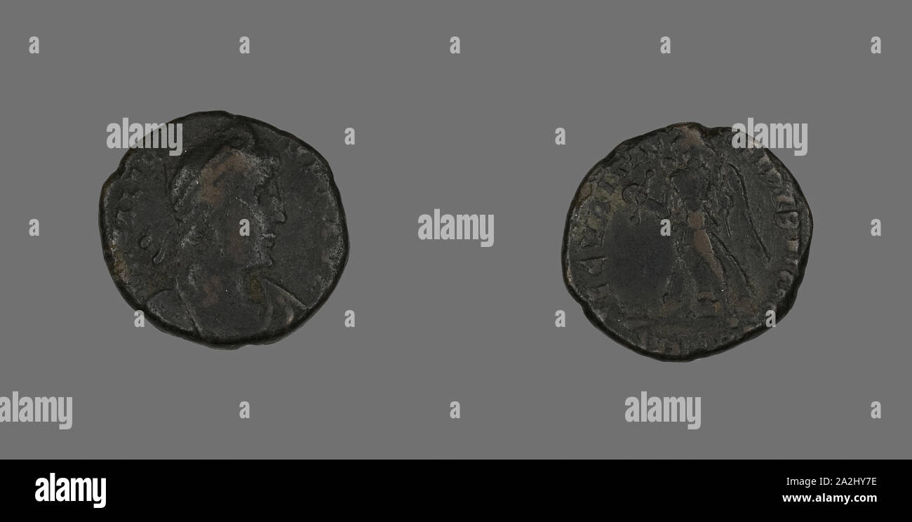Münze Darstellung Kaiser Valens, AD 364/378, Römische, Römisches Reich, Silber, Durchm. 1,8 cm, 2,71 g Stockfoto