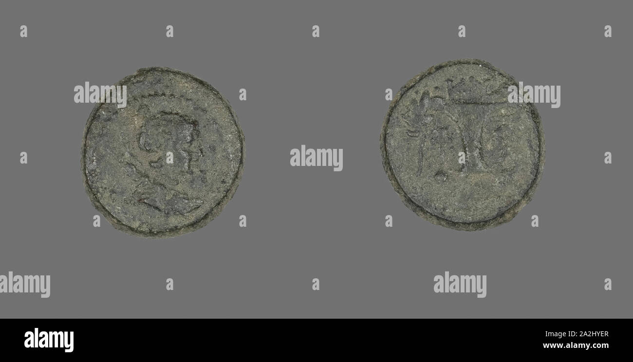 Münze mit der Darstellung der Göttin Artemis, nach 190 v. Chr., Griechischer, dem antiken Griechenland, Bronze, Diam. 1,7 cm, 4,73 g Stockfoto