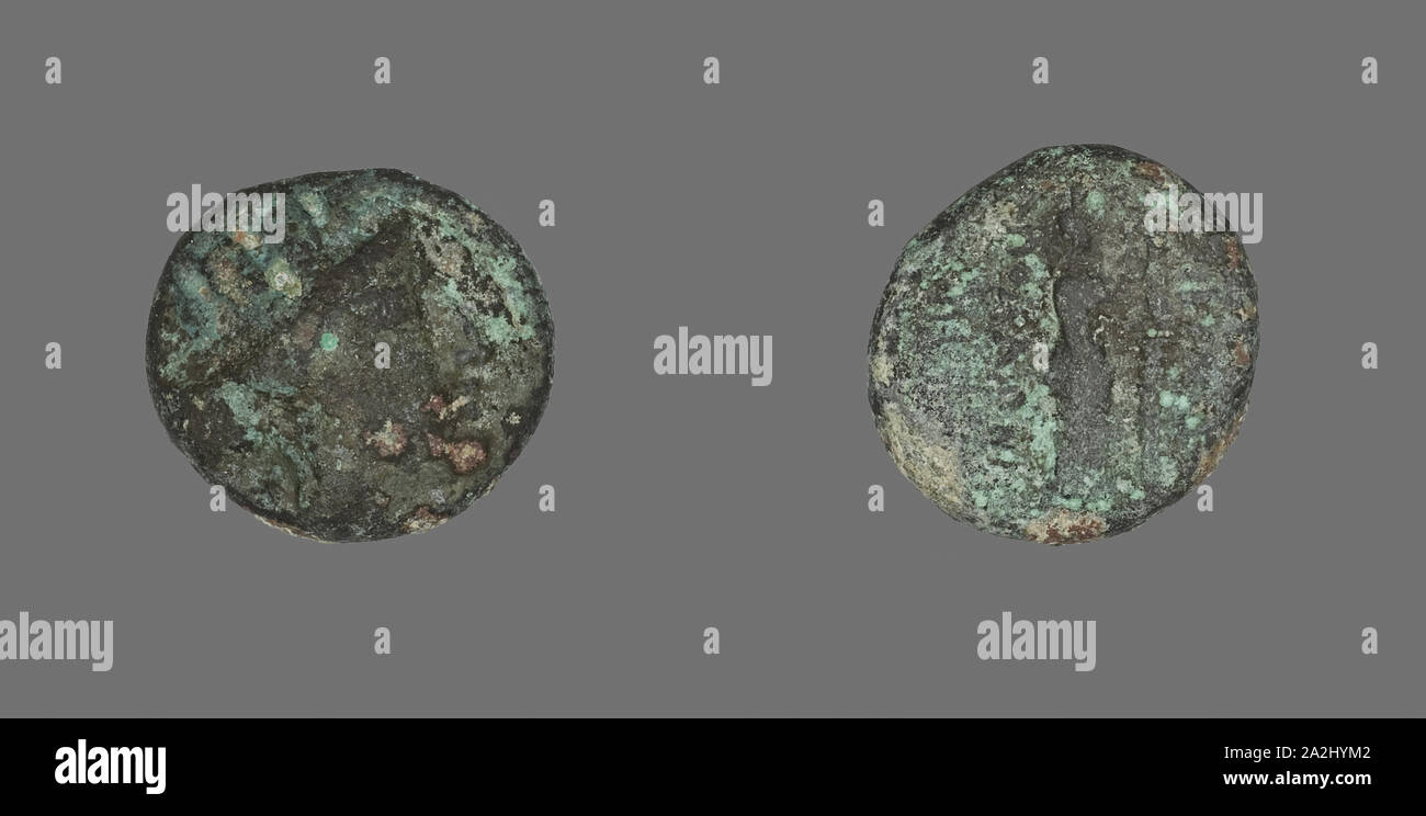 Münze mit der Darstellung der Göttin Kybele, 2./1. Jahrhundert v. Chr., Griechischer, Izmir, Bronze, Diam. 1,8 cm, 5,56 g Stockfoto
