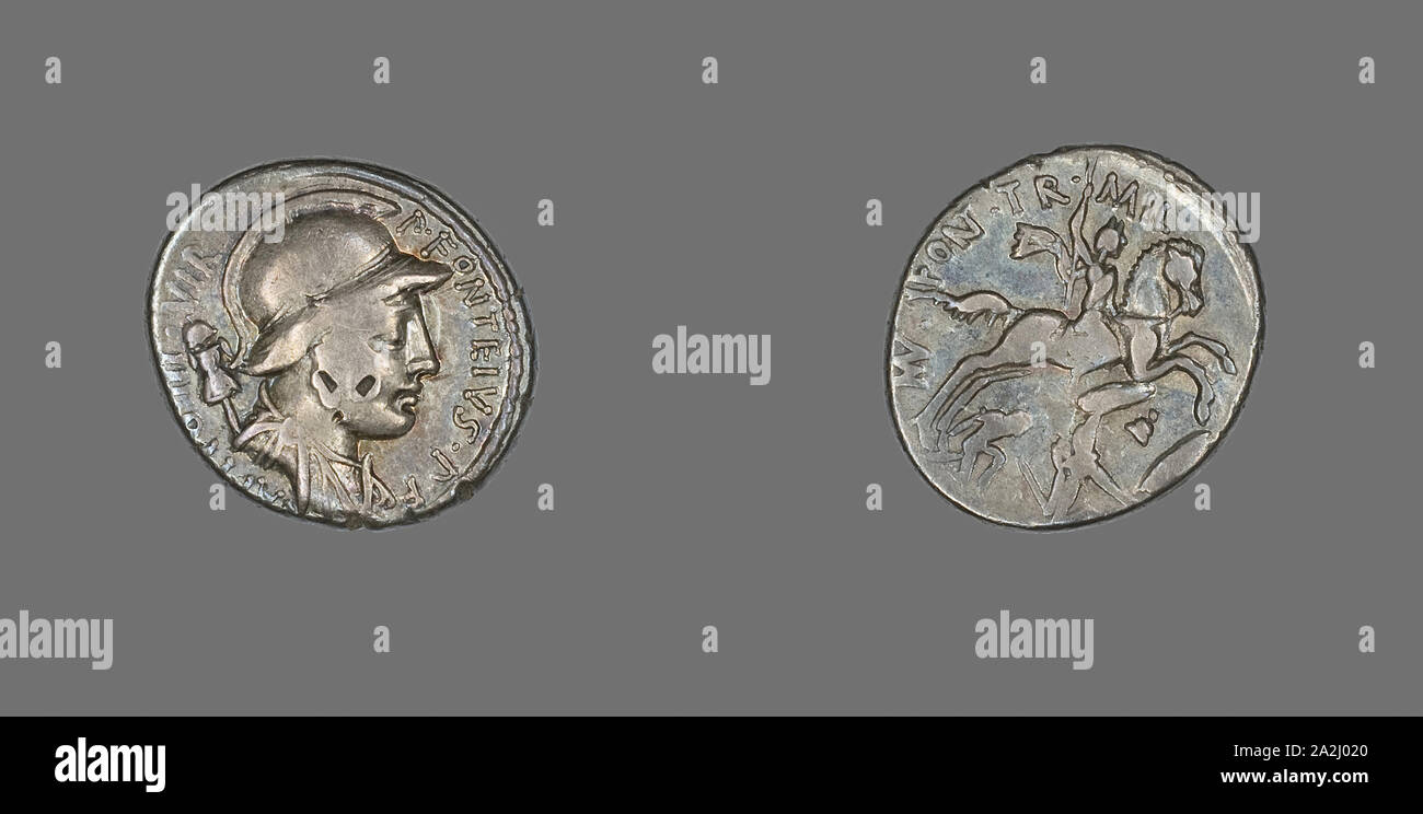 Denar (Münze), den Gott Mars, 55 BC, Römische, Römisches Reich, Silber, Durchm. 1,8 cm, 4,08 g Stockfoto