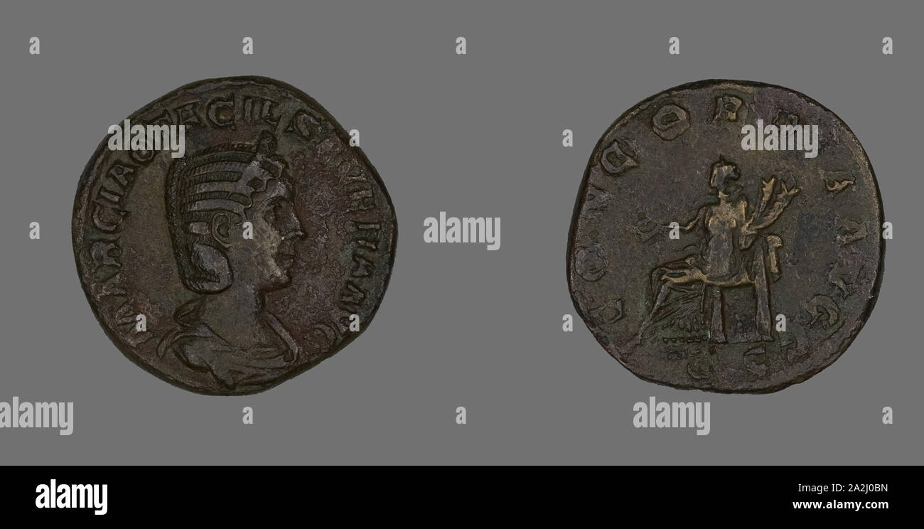Sesterz (Münze), Kaiserin Marcia Otacilia Severa, AD 244/249, Römische, Römisches Reich, Bronze, Diam. 2,8 cm, 14.92 g Stockfoto