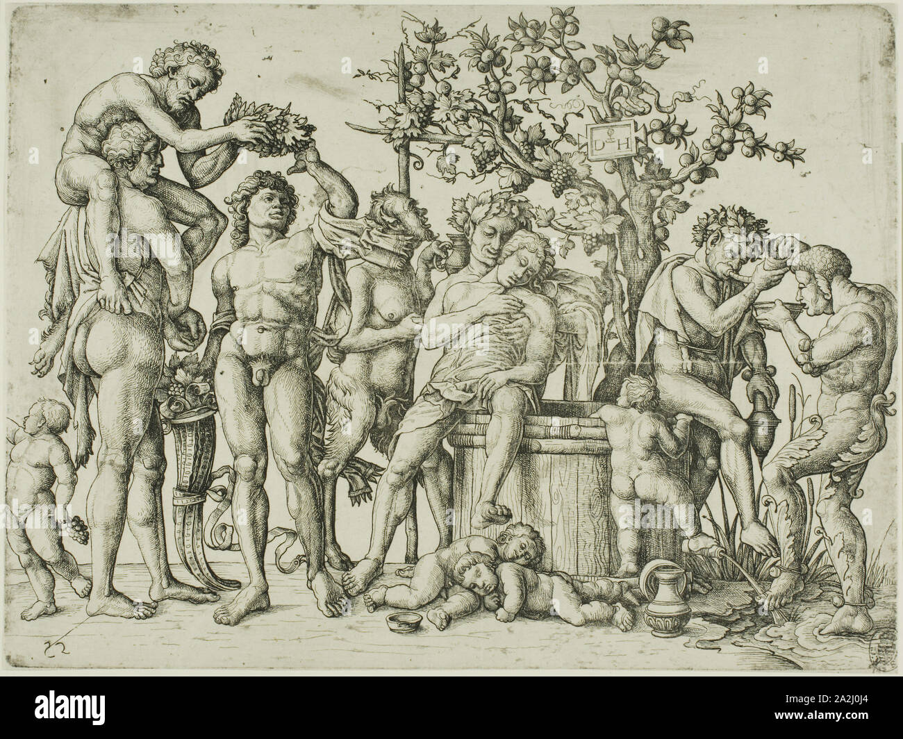 Der Triumph des Bacchus, 1528, Daniel Hopfer, I, Deutsch, 1470-1536, Deutschland, Ätzung auf Elfenbein Bütten, 214 x 285 mm Stockfoto