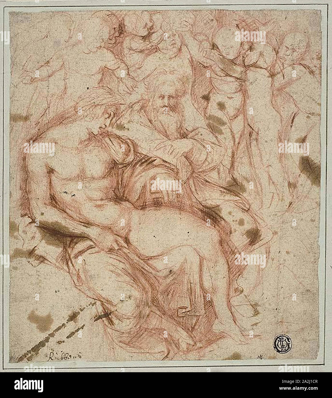 Mythologische Themen, n.d., Jacques Bellange, Französisch, 1594-1638, Frankreich, Rote Kreide auf Elfenbein zugeschrieben Bütten, festgelegt auf Karte, 191 × 170 mm. Stockfoto