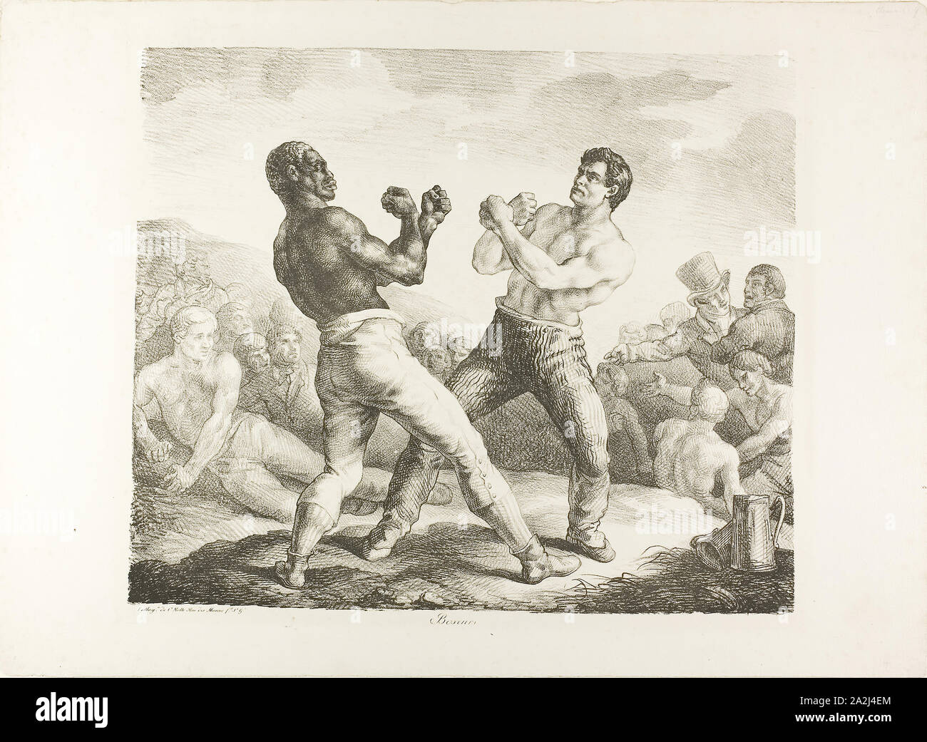 Die Boxer, 1818, Jean Louis André Théodore Géricault (Französisch, 1791-1824), von Charles Étienne Pierre Motte (Französisch, 1785-1836), Frankreich, Lithographie in Schwarz gedruckt auf Off-white webte Papier, 352 × 417 mm (Bild), 430 × 588 mm (Blatt Stockfoto