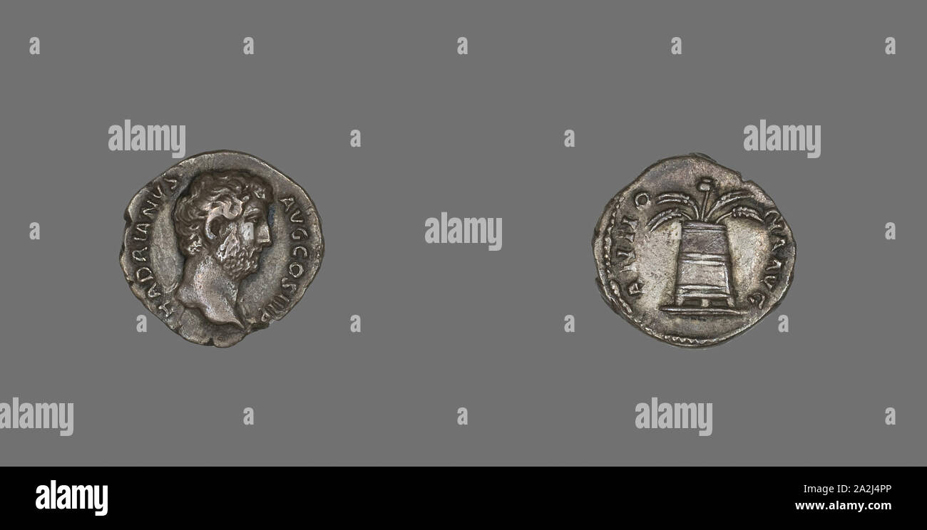 Denar (Münze), Kaiser Hadrian, AD 134/138, Römische, in Rom, Römische Reich, Silber, Durchm geprägt. 1,8 cm, 3.12 g Stockfoto