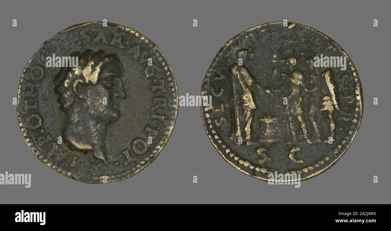 Münze Darstellung Kaiser Otho, AD 69, Römisch, Römische Reich, Bronze, Diam. 3,5 cm, 22.09 g Stockfoto