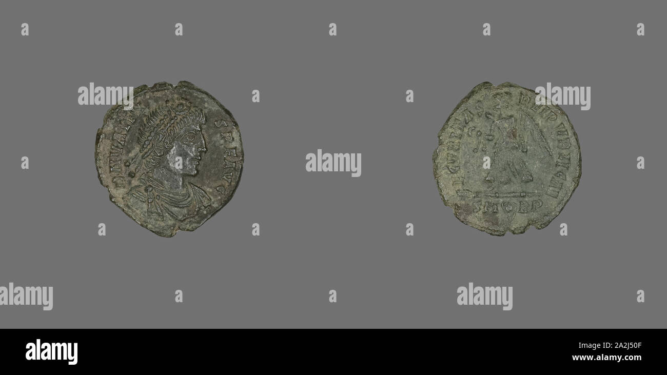 Münze Darstellung Kaiser Valens, AD 364/378, Römische, Römisches Reich, Bronze, Diam. 1,9 cm, 2,38 g Stockfoto