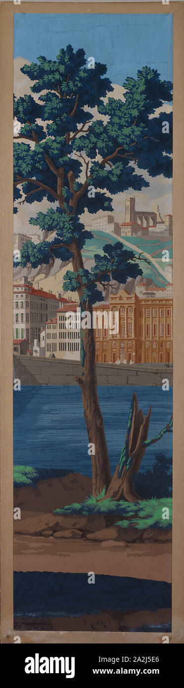 Panel: Die Ansichten von Lyon, erste Ausgabe 1821, Frankreich, Paris, Frankreich, Block - gedruckt, Farbe auf Papier, 170,2 × 44,5 cm (67 x 17 1/2 in. Stockfoto