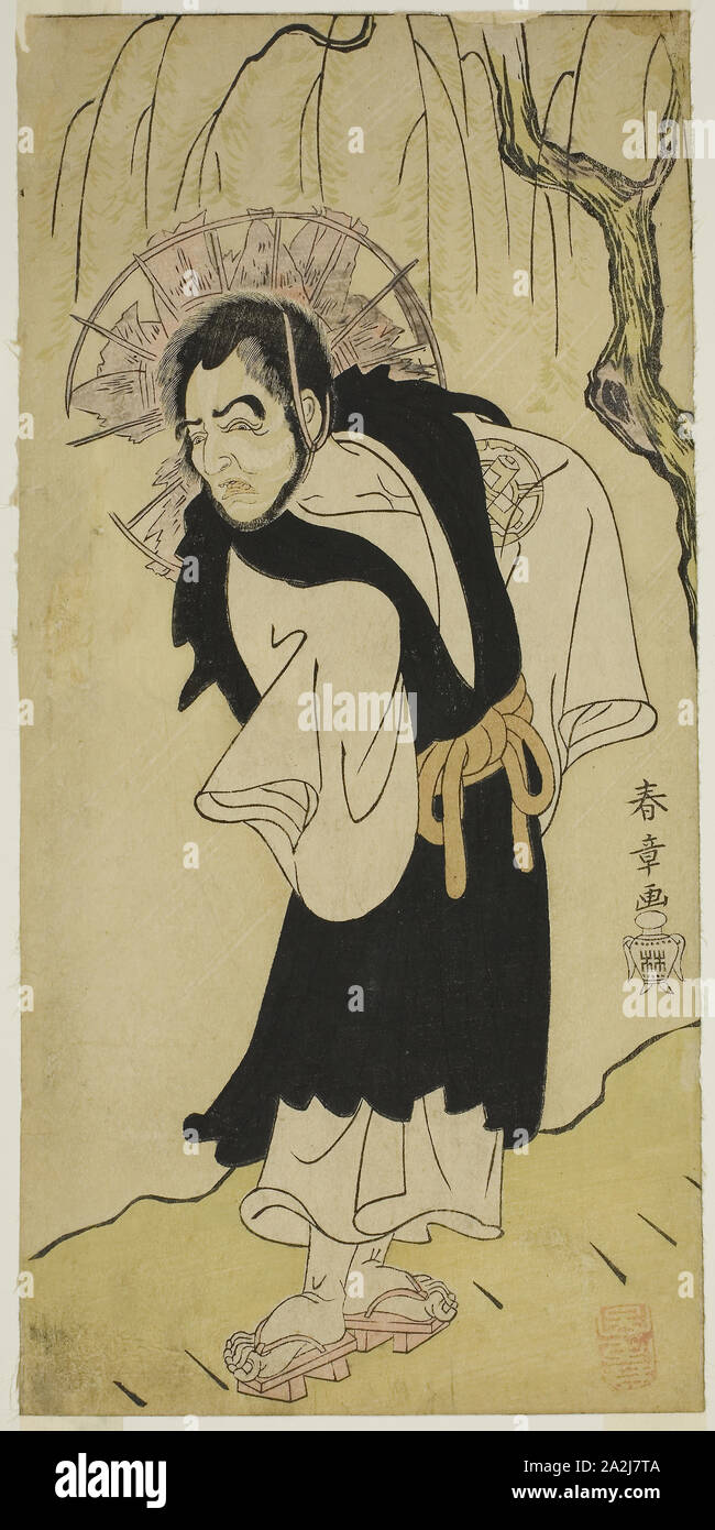 Der Schauspieler Nakamura Utaemon ich als Mönch Seigen der Kiyomizu-tempel im Spiel Soga Moyo Aigo keine Wakamatsu, durchgeführt an der Nakamura Theater im dritten Monat, 1769, C. 1769 Shunsho Katsukawa 勝川 春章, Japanisch, 1726-1792, Japan, Farbe holzschnitt, hosoban, 31 x 14,9 cm (12 1/4 x 5 7/8 in Stockfoto