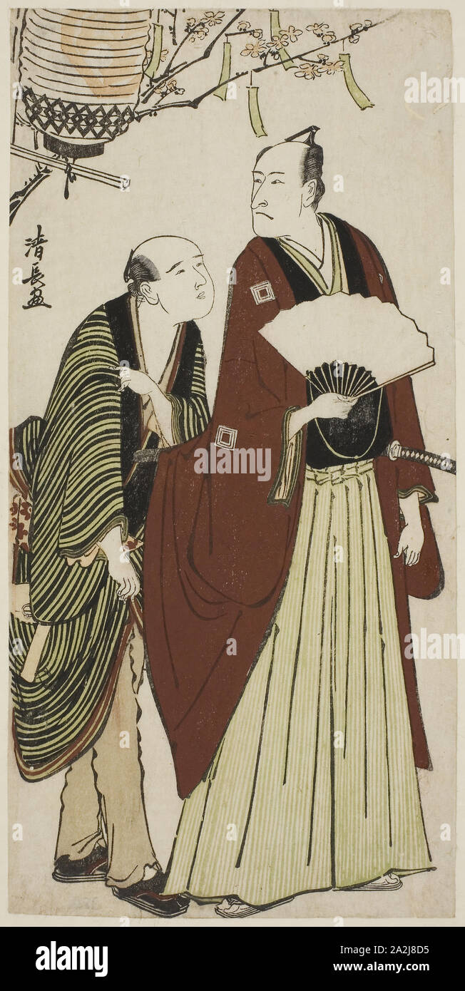 Der Schauspieler Ichikawa Danjuro V und sein Diener, von einer unbetitelten Serie von Drucken Akteure im privaten Leben, C. 1783, Torii Kiyonaga, Japanisch, 1752-1815, Japan, Farbe holzschnitt, hosoban, 30,6 x 15,1 cm Stockfoto