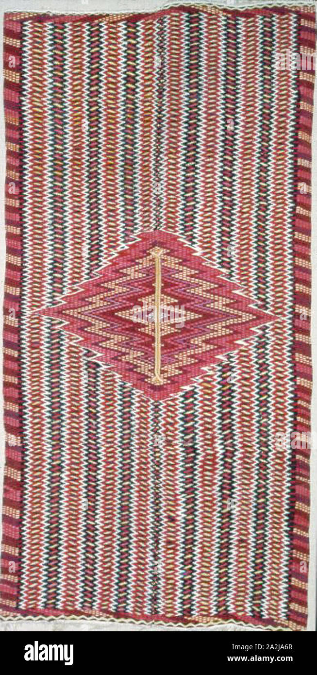 Sarape, 1750/1800, Mexiko, möglicherweise in Saltillo, Mexiko, Baumwolle und Wolle, einzigen Schwalbenschwanz Gobelin-webart, Hals-Bänder aus Baumwolle, in Leinwandbindung, 172,4 x 83,1 cm (67 7/8 x 32 3/4 in Stockfoto