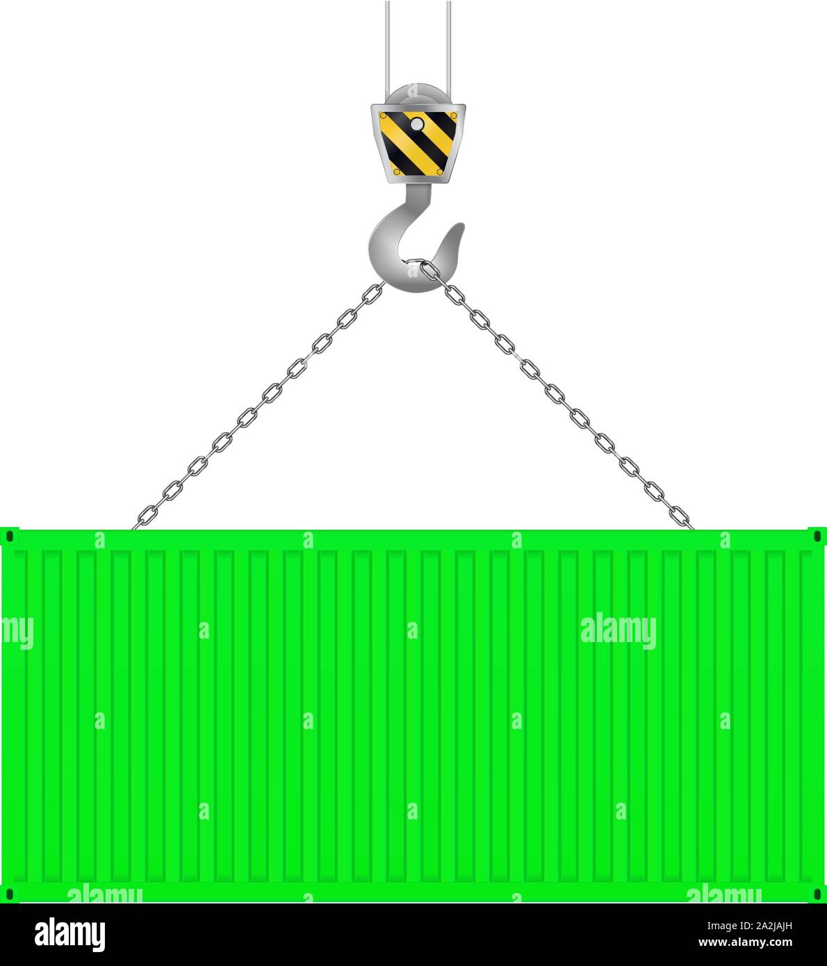 Grün Versand Fracht Container am Kran Stock Vektor