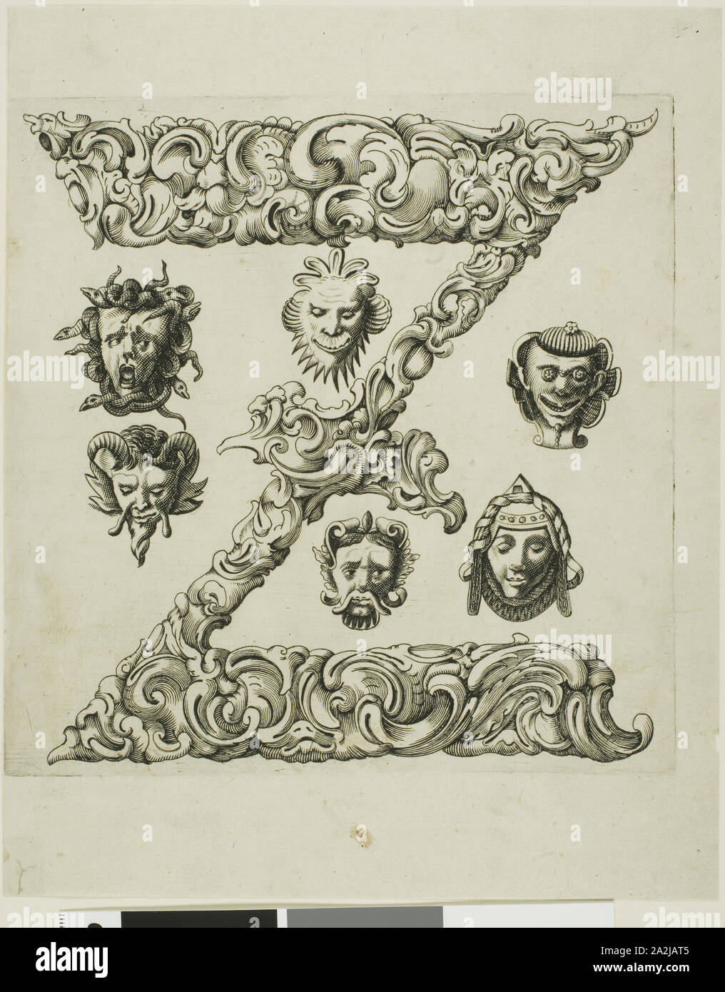 Buchstabe Z, 1630, Peter Aubry, Deutsch, 1596-1668, Deutschland, Gravur auf Papier, 228 x 182 mm Stockfoto