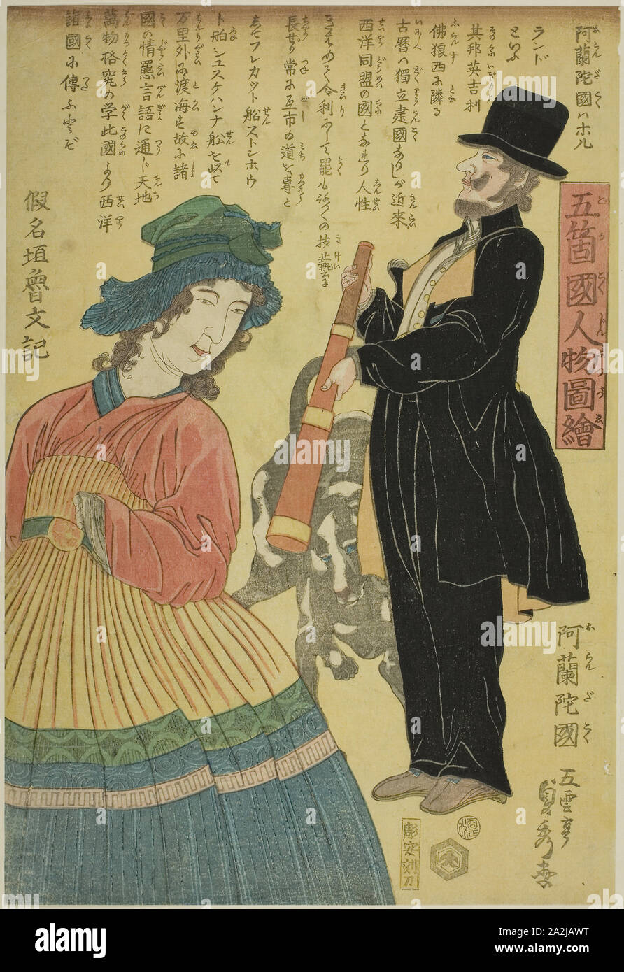 Holland (Oranda koku), aus der serie Menschen der fünf Nationen (Gokakoku jinbutsu zue), 1861, Utagawa Sadahide, Japanisch, 1807-1873, Japan, Farbe holzschnitt, Oban Stockfoto