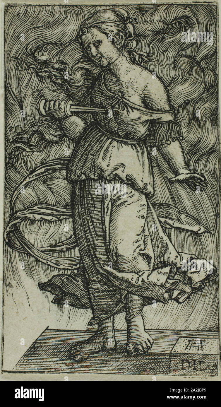 Dido Tötung selbst, 1520/30, Albrecht Altdorfer, Deutsch, c 1480-1538, Deutschland, Gravur in Schwarz auf Elfenbein Bütten, 64 x 37 mm (Bild/Platte/Blatt Stockfoto