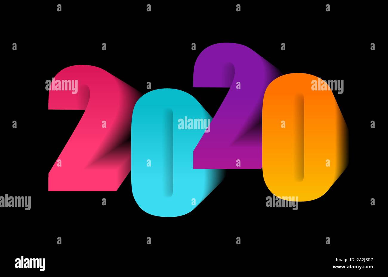 Frohes neues Jahr Grußkarte mit Nummer 2020 Stock Vektor