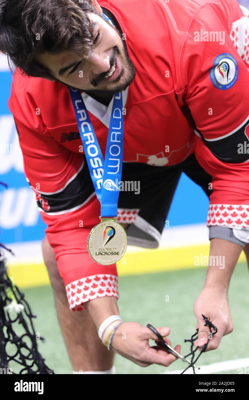 Lacrosse Net Cutting Stockfoto