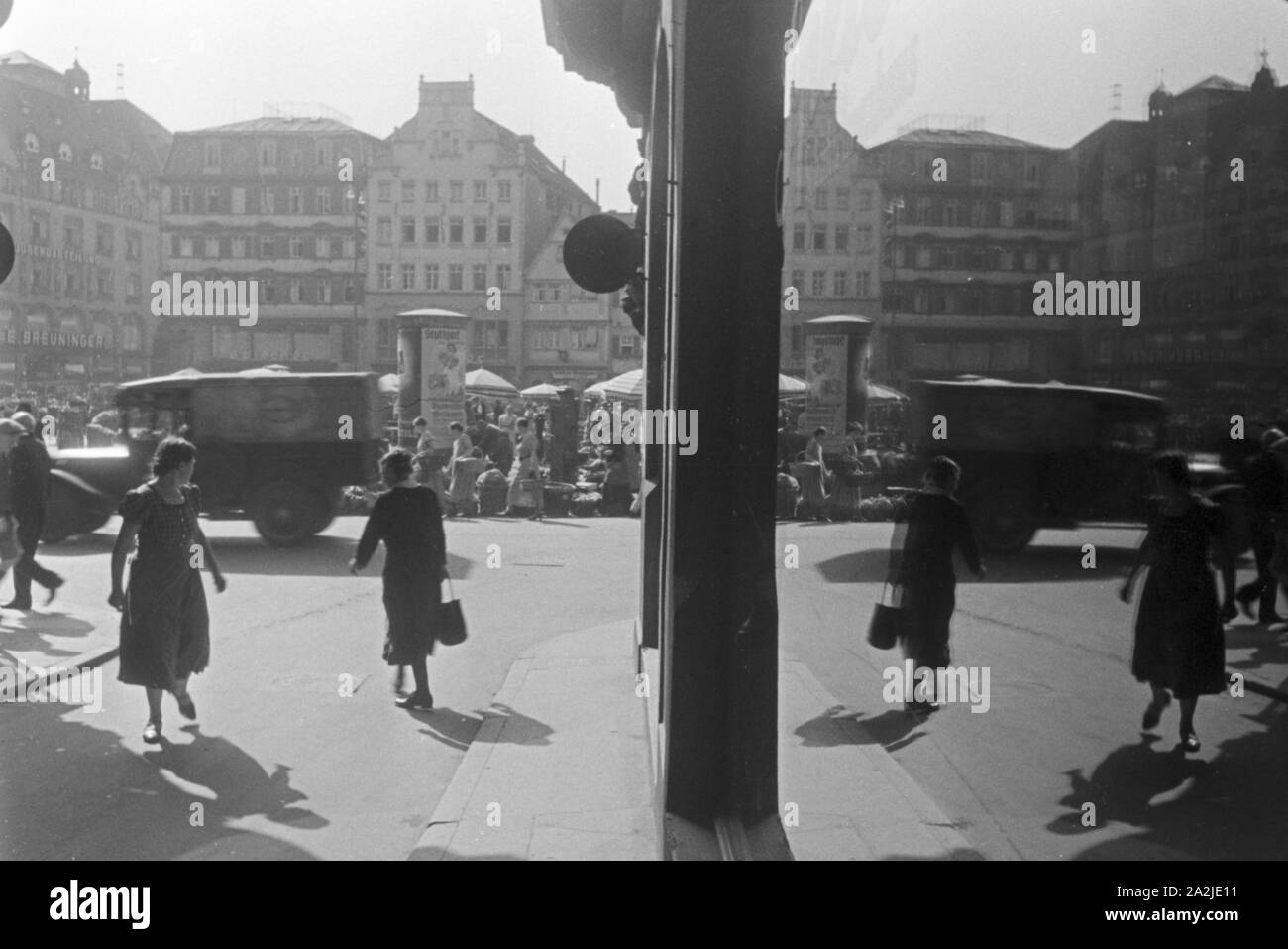 Ein Ausflug nach Stuttgart, Deutsches Reich 30er Jahre. Eine Reise nach Stuttgart, Deutschland 1930. Stockfoto