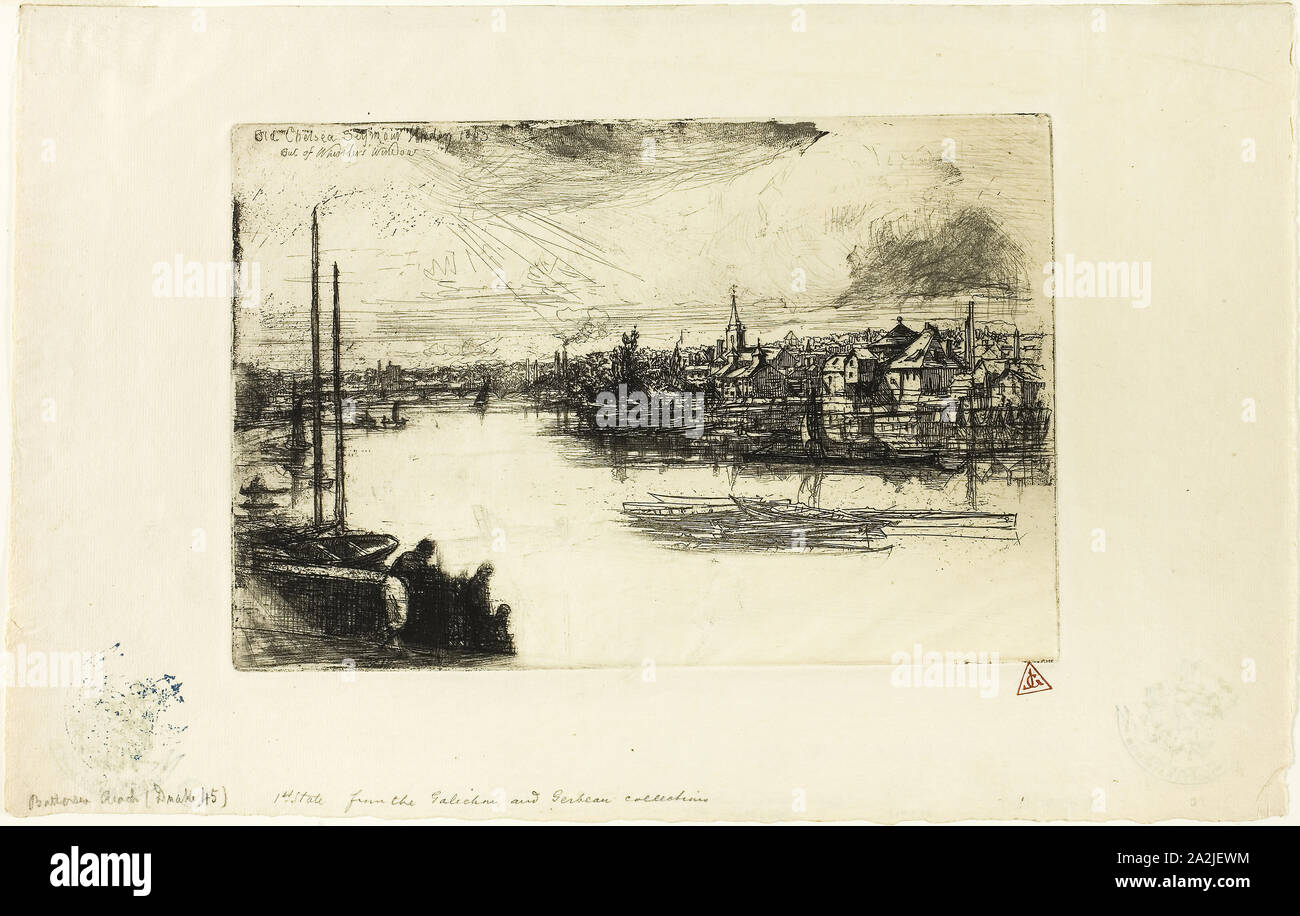 Battersea erreichen 1863, Francis Seymour Haden, Englisch, 1818-1910, England, Radierung mit Kaltnadel auf Elfenbein Bütten, 151 × 226 mm (Bild/Platte), 222 × 352 mm (Blatt Stockfoto