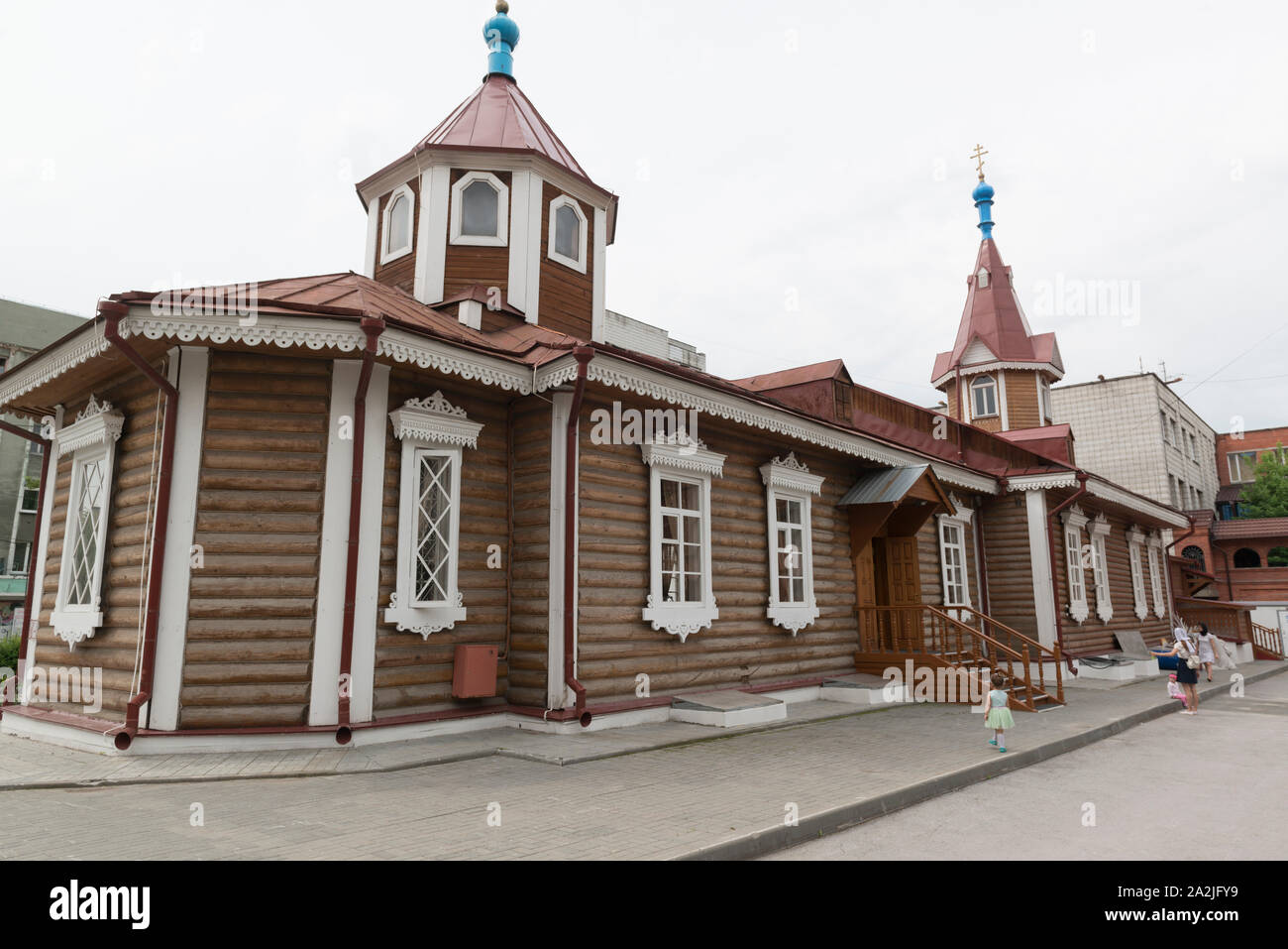 Die Kirche der Fürsprache der Mutter Gottes in Novosibirsk, Russland. Stockfoto