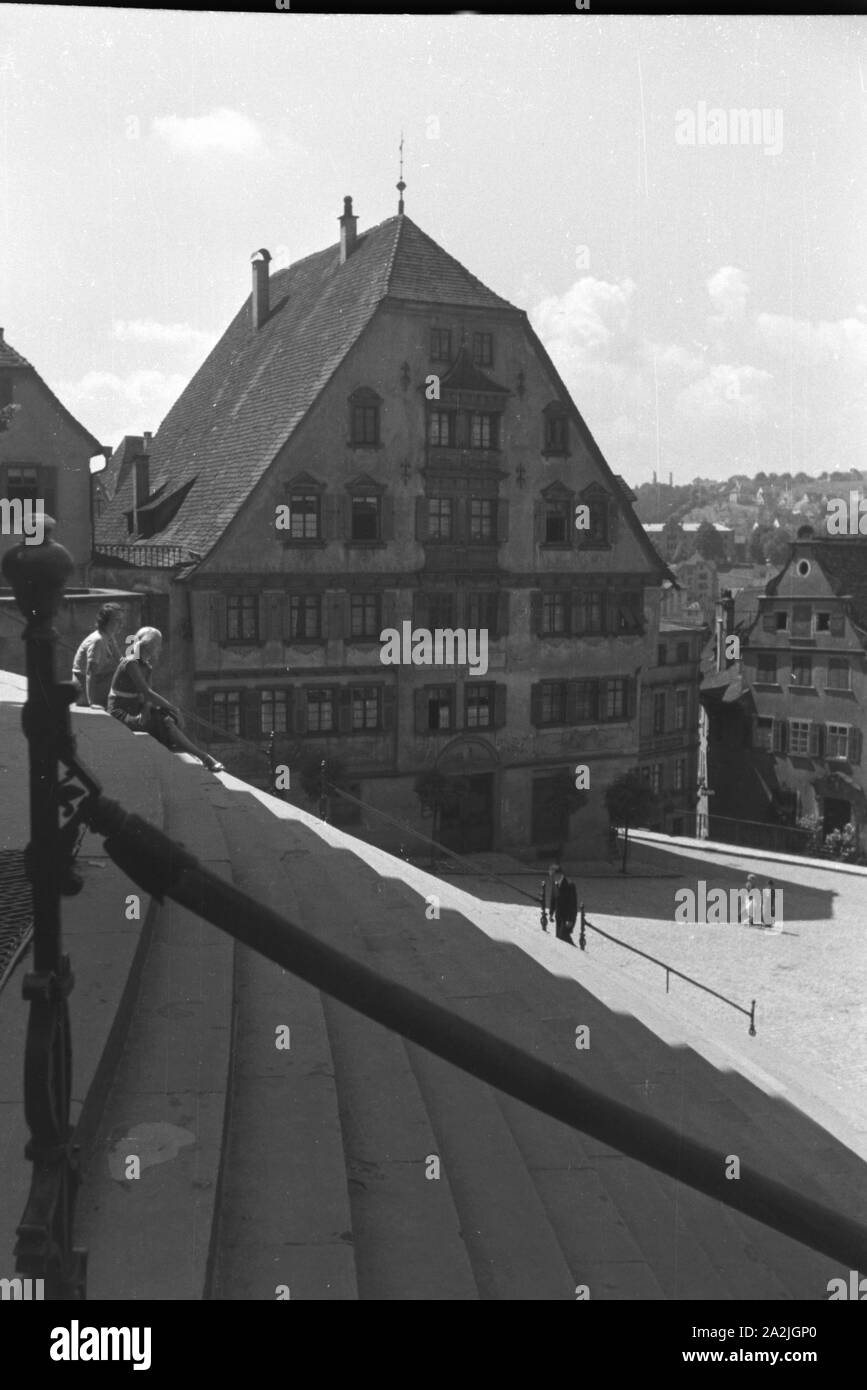 Ein Ausflug nach Schwäbisch-Hall, Deutsches Reich 30er Jahre. Eine Reise nach Schwäbisch-Hall, Deutschland 1930. Stockfoto