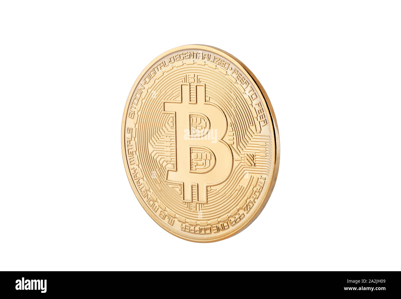 Bitcoin isoliert auf weißem Hintergrund mit Freistellungspfad Stockfoto