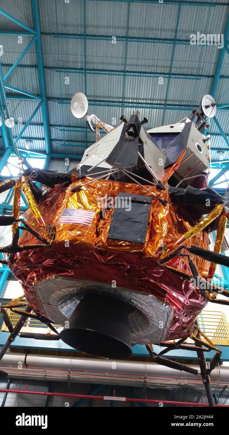 FLORIDA, USA - Nachbildung des Apollo Lunar Module im Kennedy Space Center Visitor komplex, Cape Canaveral, Florida, USA. Stockfoto