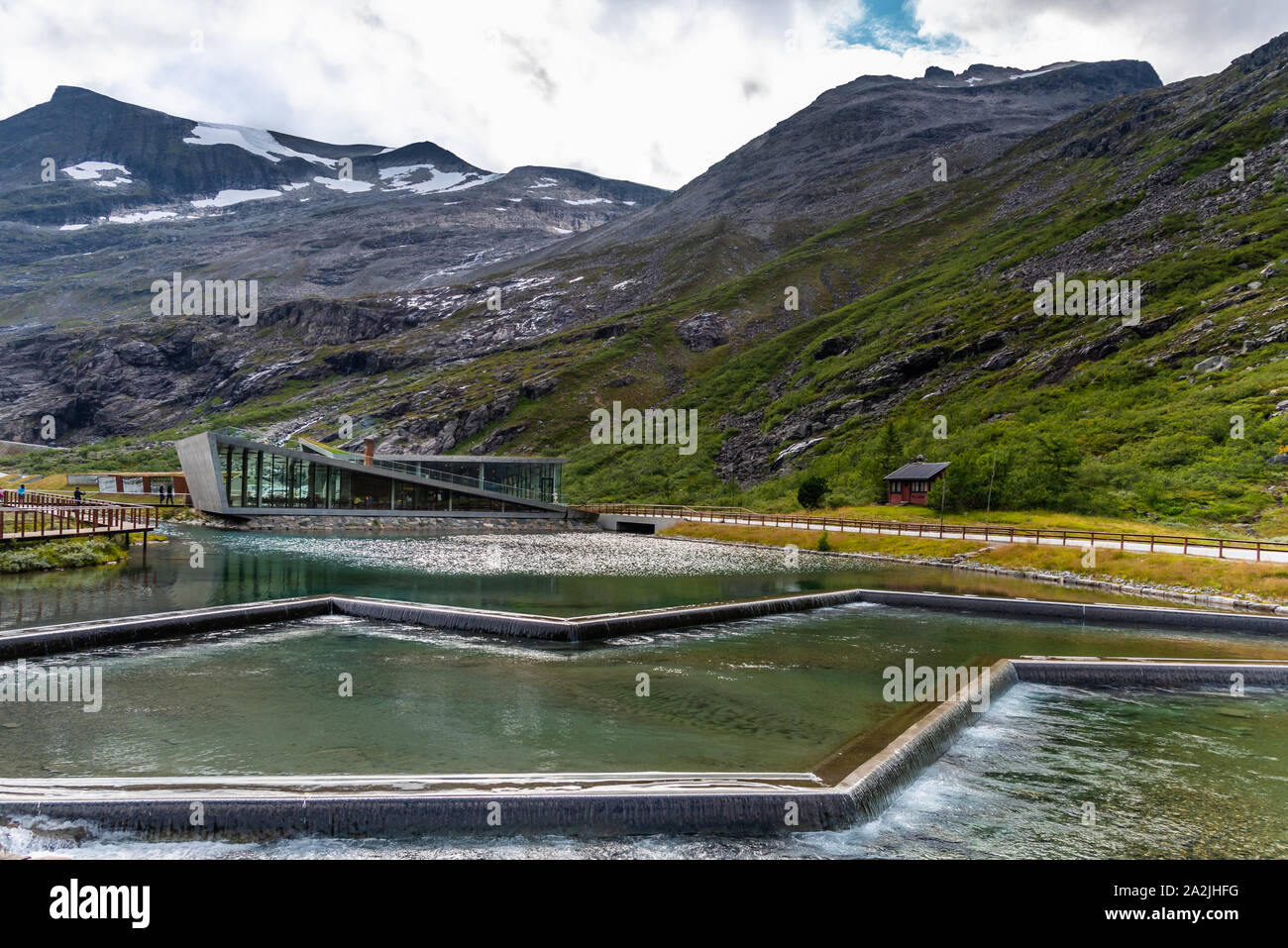 Molde, Norwegen - 21 August 2019: Trollstigen Besucherzentrum Stockfoto