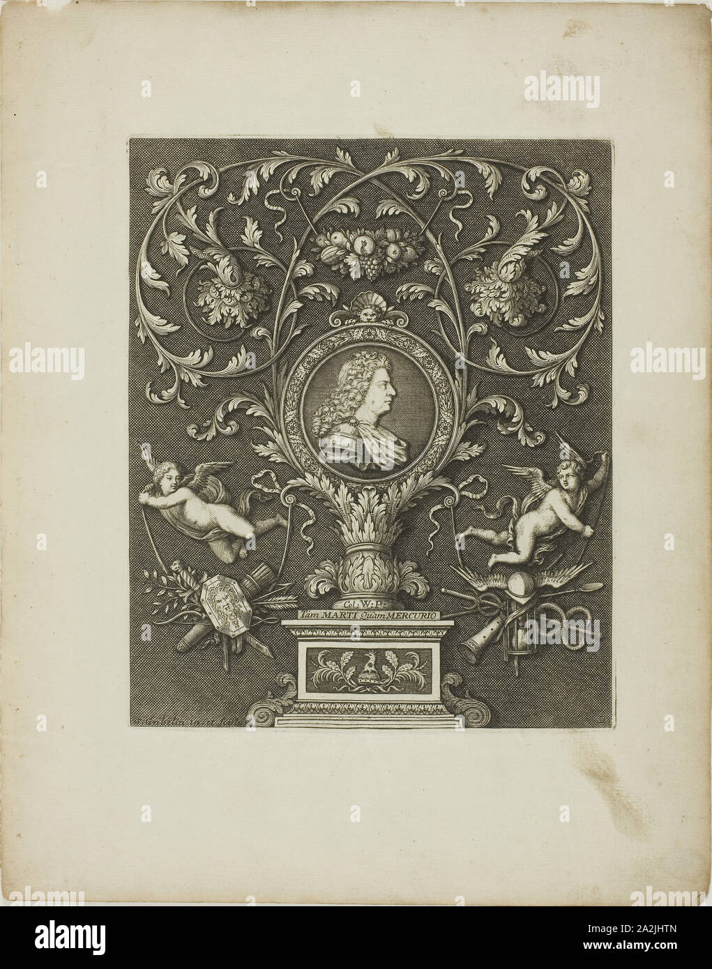 Platte zwei, von einem neuen Buch von Ornamenten, 1704, Simon Gribelin II, Französisch, 1661-1733, Frankreich, Gravur auf Papier, 195 × 160 mm (Bild/Platte), 295 × 232 mm (Blatt Stockfoto