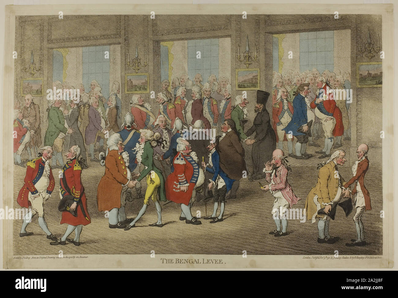 Die Bengal Deich, veröffentlicht am 9. November 1792, James Gillray (Englisch, 1756-1815), von Hannah Humphrey (Englisch, c. veröffentlicht. 1745-1818), England, handkolorierte Radierung auf Papier, 395 x 608 mm (Bild), 425 × 625 mm (Platte), 435 × 642 mm (Blatt Stockfoto