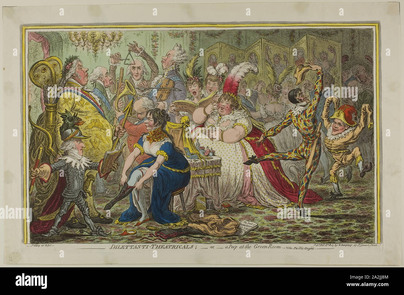 Dilettanti-Theatricals, veröffentlicht im Februar 18, 1803, James Gillray (Englisch, 1756-1815), von Hannah Humphrey (Englisch, c. veröffentlicht. 1745-1818), England, handkolorierte Radierung und Aquatinta auf Papier, 300 x 485 mm (Bild), 315 x 492 mm (Platte), 355 × 540 mm (Blatt Stockfoto