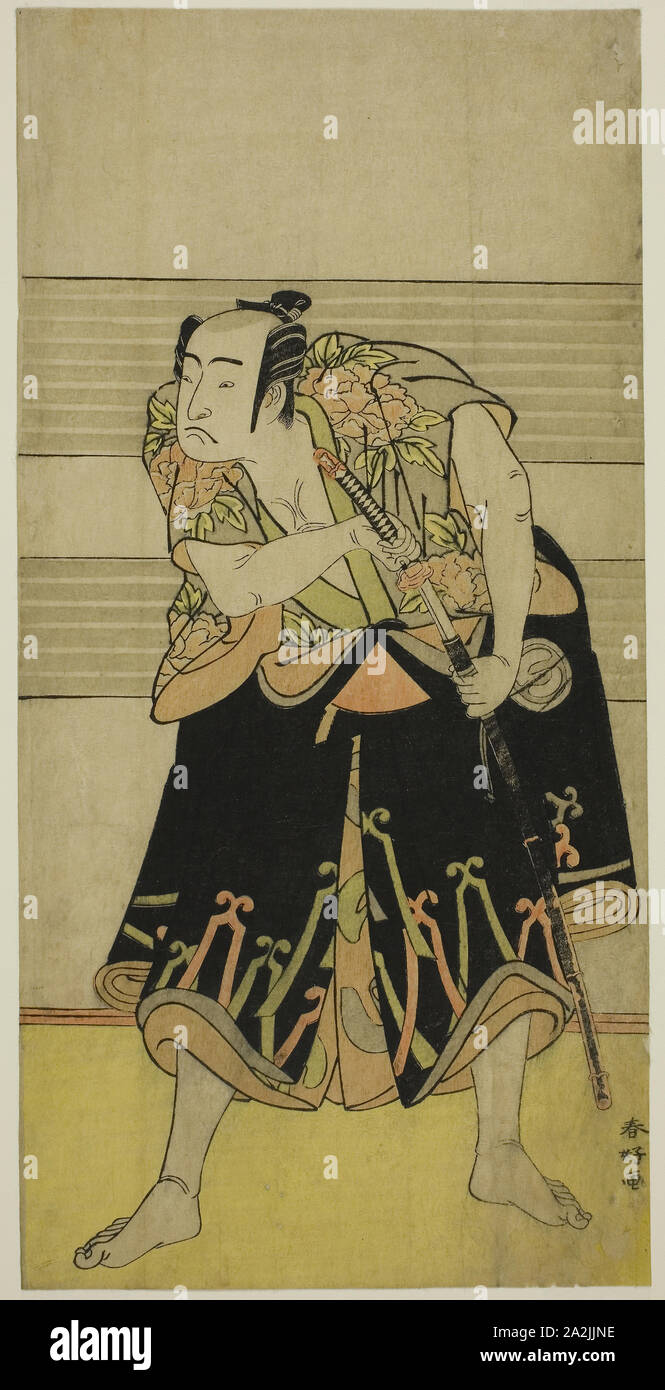 Der Schauspieler Sawamura Sojuro III in eine unbekannte Rolle, C. 1781, Katsukawa Shunko I, Japanisch, 1743-1812, Japan, Farbe holzschnitt, hosoban, aus einem mit mehreren Blättern Zusammensetzung (?), 29 x 14,2 cm (11 7/16 x 5 9/16 Zoll Stockfoto