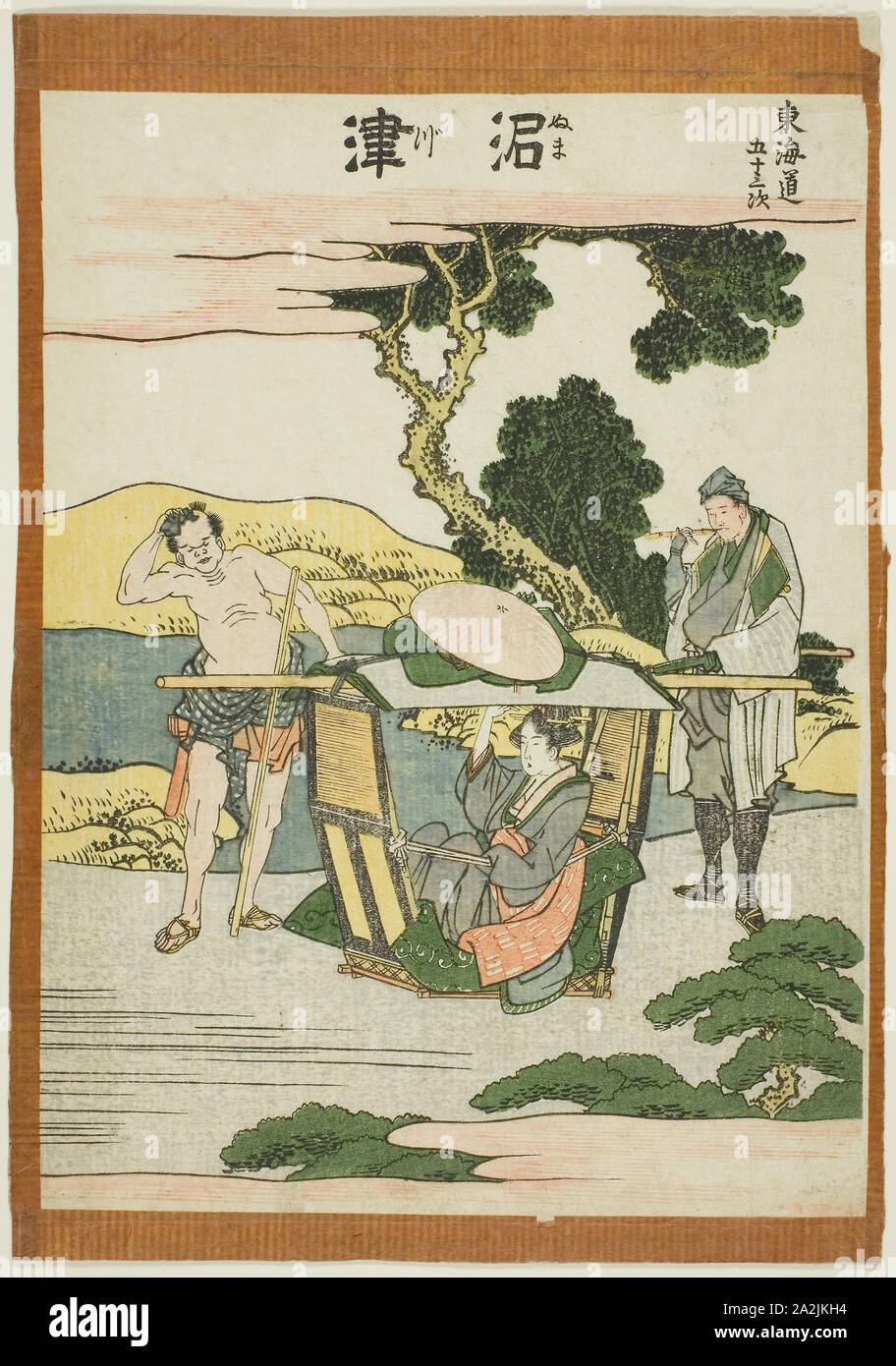 Numatsu, aus der serie Dreiundfünfzig Stationen des Tokaido (Tokaido gojusan tsugi), C. 1806, Katsushika Hokusai 葛飾 北斎, Japanisch, 1760-1849, Japan, Farbe holzschnitt, chuban, Ca. 24 × 18,3 cm Stockfoto