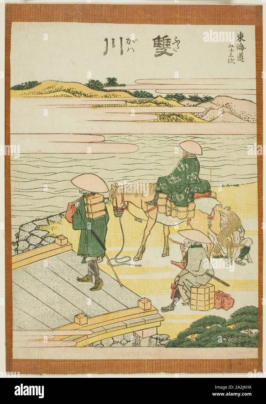 Futagawa, aus der serie Dreiundfünfzig Stationen des Tokaido (Tokaido gojusan tsugi), C. 1806, Katsushika Hokusai 葛飾 北斎, Japanisch, 1760-1849, Japan, Farbe holzschnitt, chuban, Ca. 24 × 18,3 cm Stockfoto