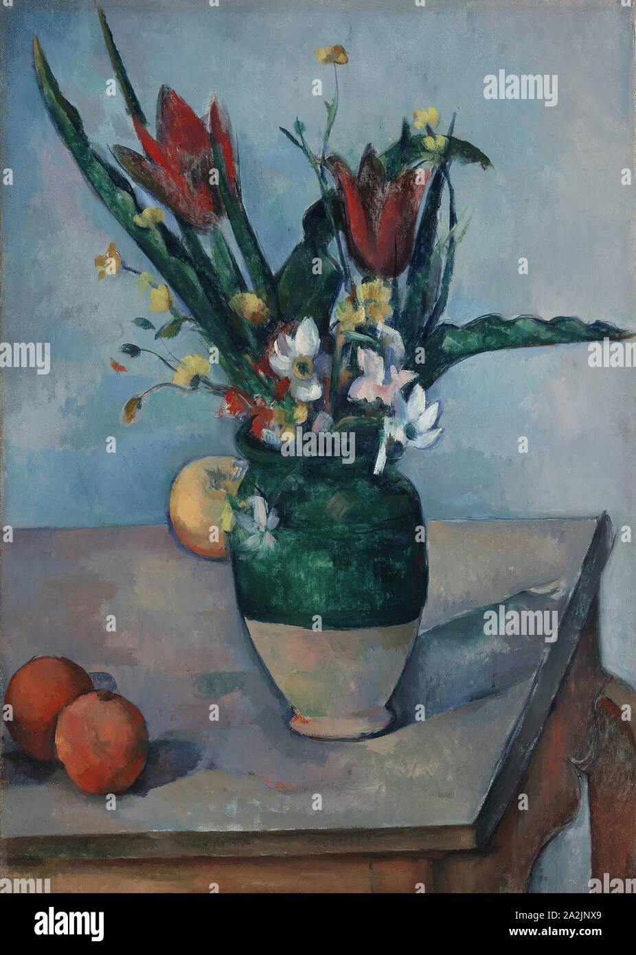 Die Vase mit Tulpen, C. 1890, Paul Cézanne, Französisch, 1839-1906, Frankreich, Öl auf Leinwand, 23 cm × 16 cm. (59,6 × 42,3 cm Stockfoto