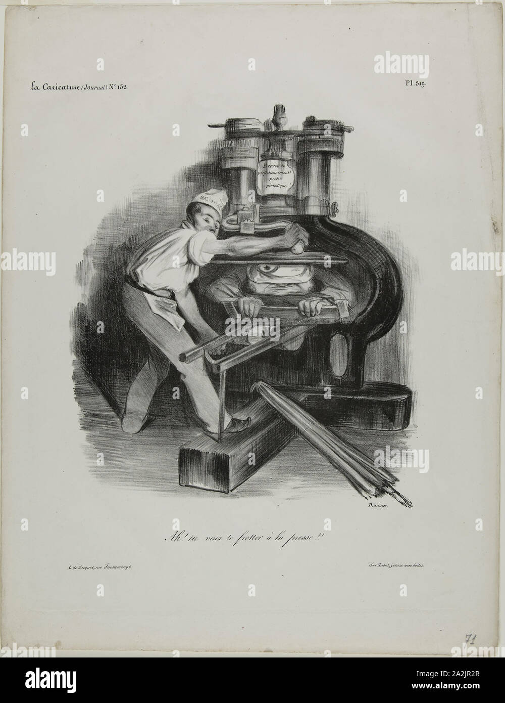So haben Sie mit der Presse einmischen wollen!, Plate 319, 1833, Honoré Victorin Daumier, Französisch, 1808-1879, Frankreich, Lithographie in Schwarz auf Elfenbein webte Papier, 227 × 194 mm (Bild), 367 × 282 mm (Blatt Stockfoto