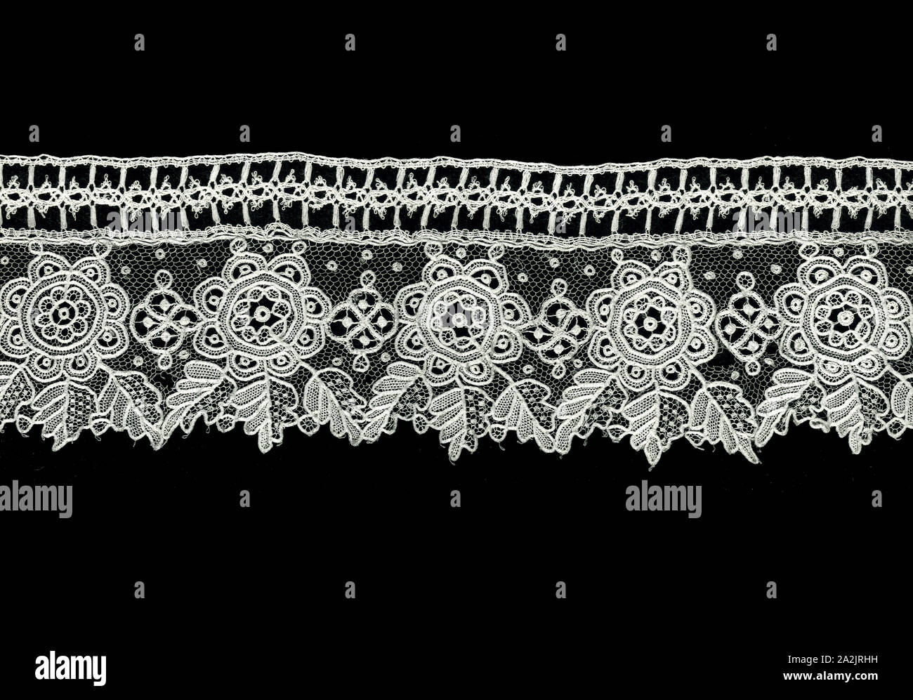 Grenzen, 1850s/60s, Belgien, Belgien, Baumwolle, Nadel Spitze eines Typs als "bekannten Punkt de Blick Stockfoto