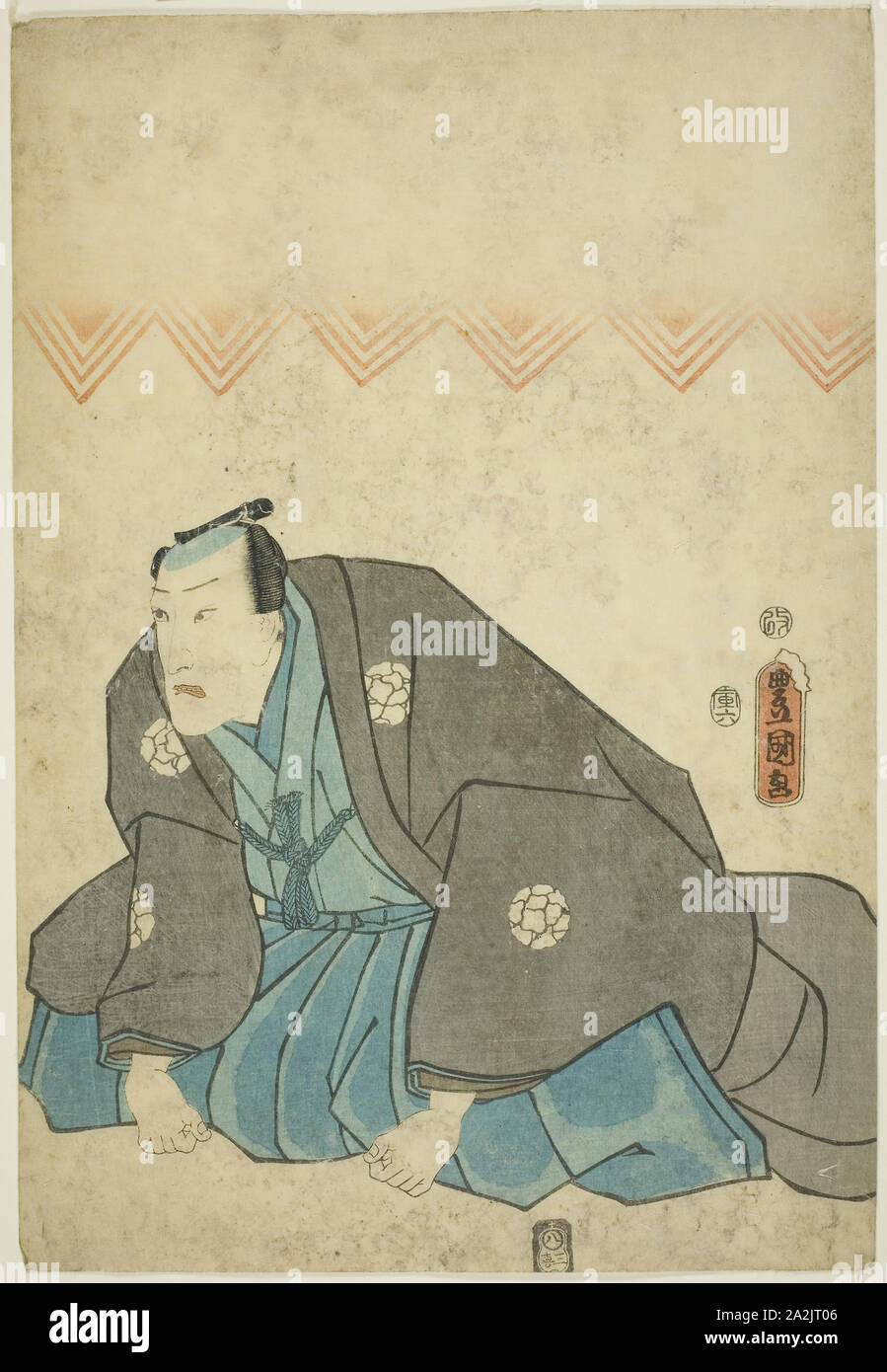 Memorial Porträt der Schauspieler Ichikawa Danjuro VIII, 1854, Utagawa Kunisada I (Toyokuni III), Japanisch, 1786-1864, Japan, Farbe holzschnitt, Oban Stockfoto